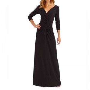 Tadashi Shoji Elegant Black V-Neck Maxi Dress